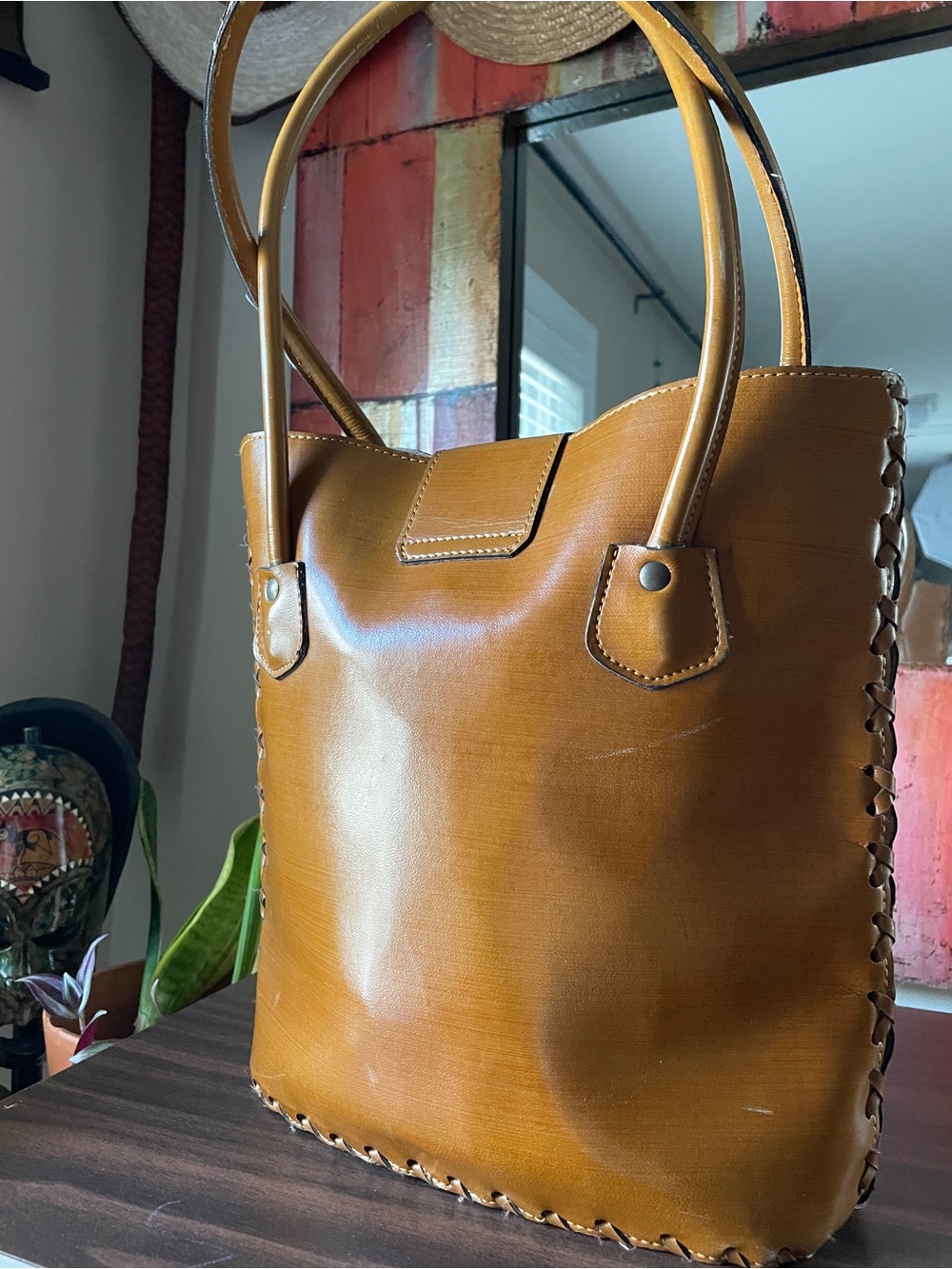 Classic Tan Leather Tote Bag - Bokung Collection - Picture 6 of 16